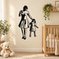 Mothers Day wall decal of a mother walking with her daughter, black vinyl silhouettes