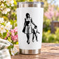 Stainless steel insulated tumbler with black mother and son patting decal