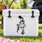 Mother and child silhouette vinyl decal, dark figures on light background
