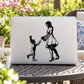Black mom and child welcome silhouette decal