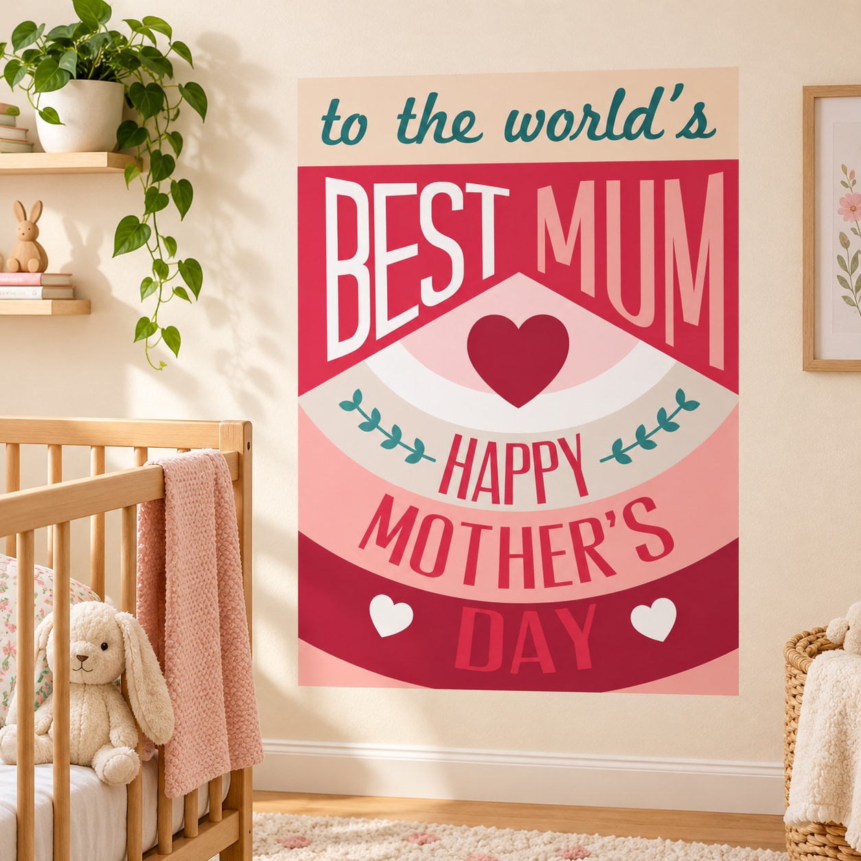 Mother's Day typography sticker with heart: 'Best Mum' and 'Happy Mother's Day' text