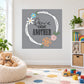 Square sticker with hand-drawn heart circle, flowers, and message 'Love one ANOTHER'