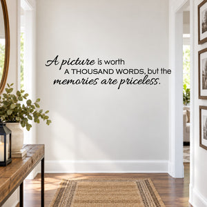 Black cursive wall decal quote: memories are priceless