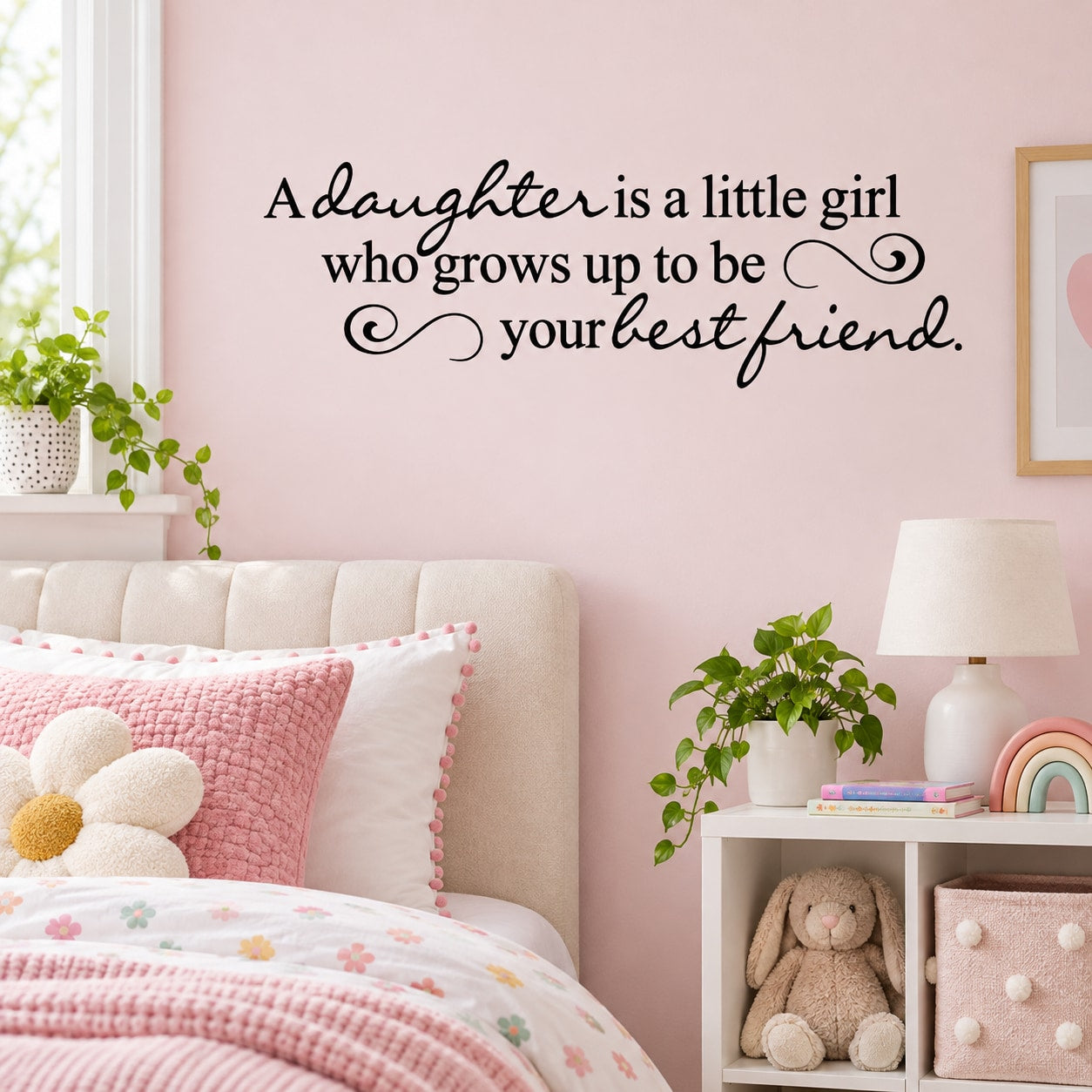 Inspirational wall decal with cursive quote "your best friend" and heart icon