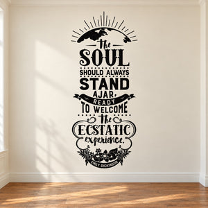 Black typographic wall decal with decorative frame and text