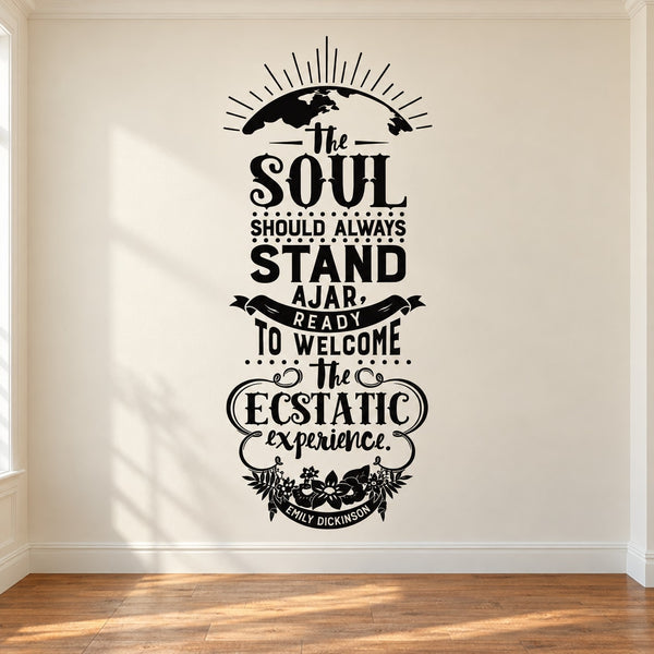 Black typographic wall decal with decorative frame and text