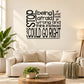 Black inspirational wall decal with stacked quote lettering, “go right” visible