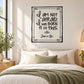 Square wall decal with black hand-lettered quote and ornate border