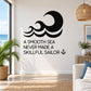 Black wave quote wall decal with anchor
