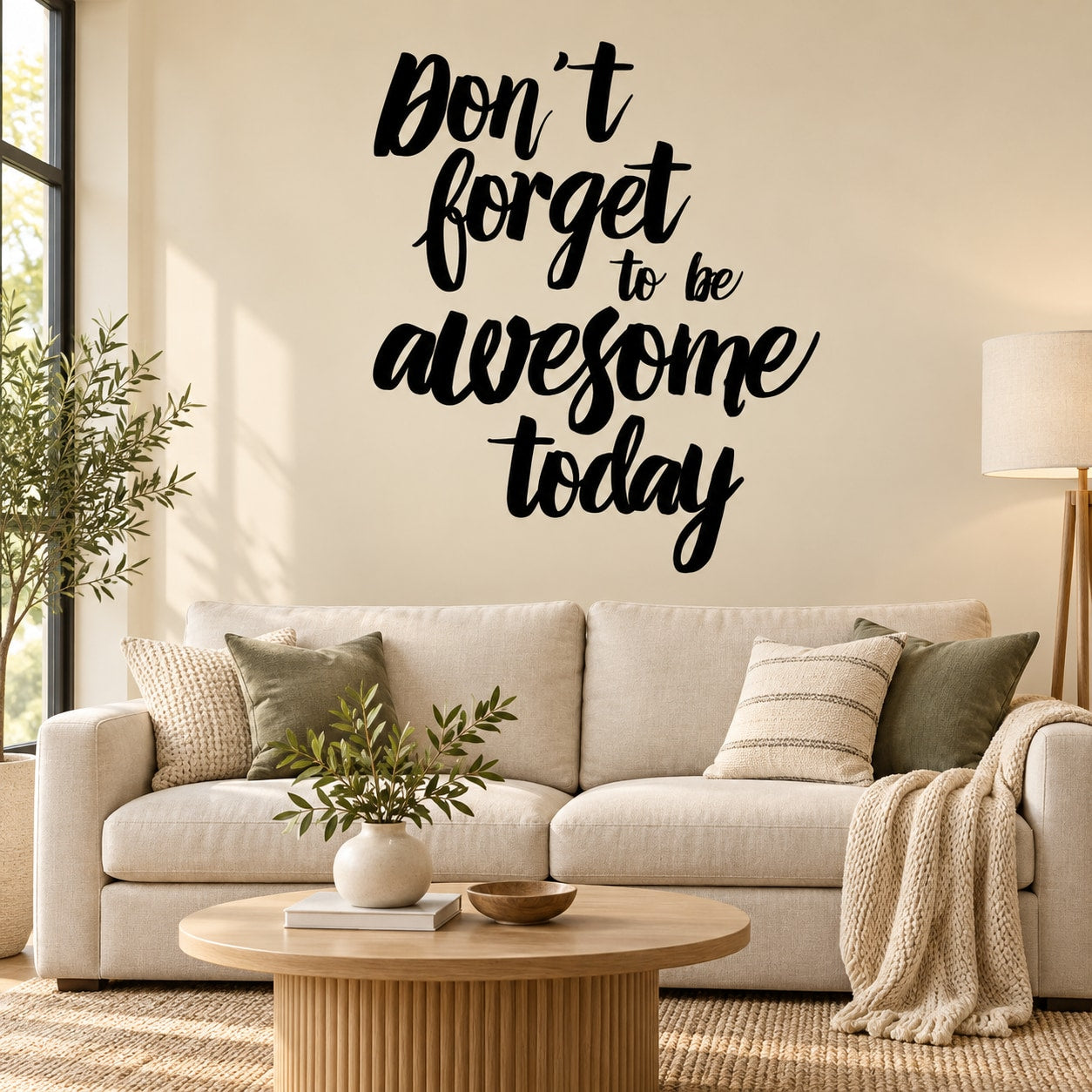 Wall decal with “Don't forget to be awesome today” typographic lettering