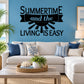 Black quote wall decal that reads 'SUMMERTIME and the LIVING IS EASY'