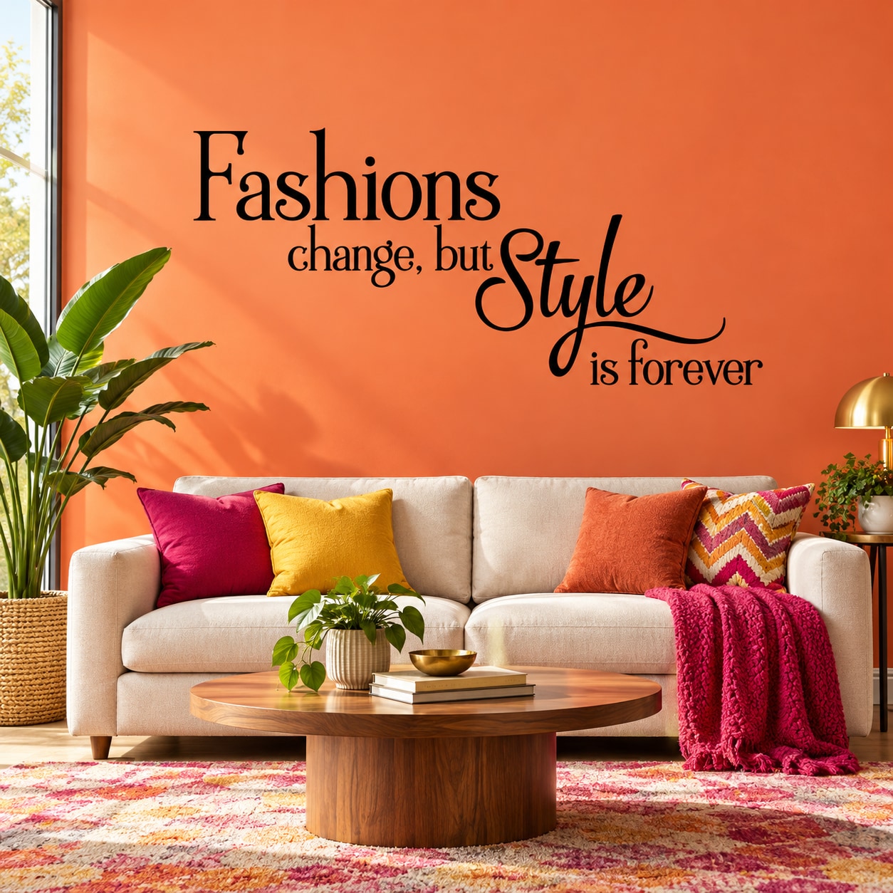 Wall decal: 'Fashions change, but Style is forever' typography