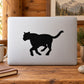 Black mountain lion chasing decal silhouette on light background