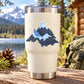 Stainless steel tumbler with blue mountain vinyl decal