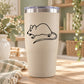 Mouse outline decal on beige tumbler cup, black design