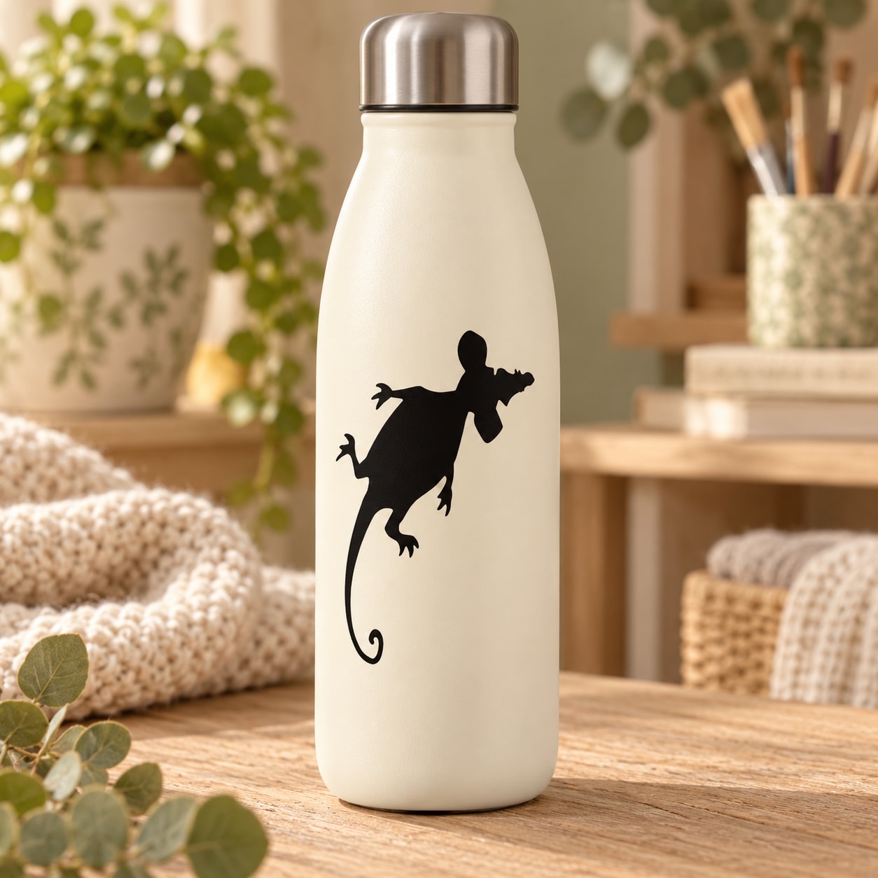 Black mouse silhouette decal sticker on smooth surface