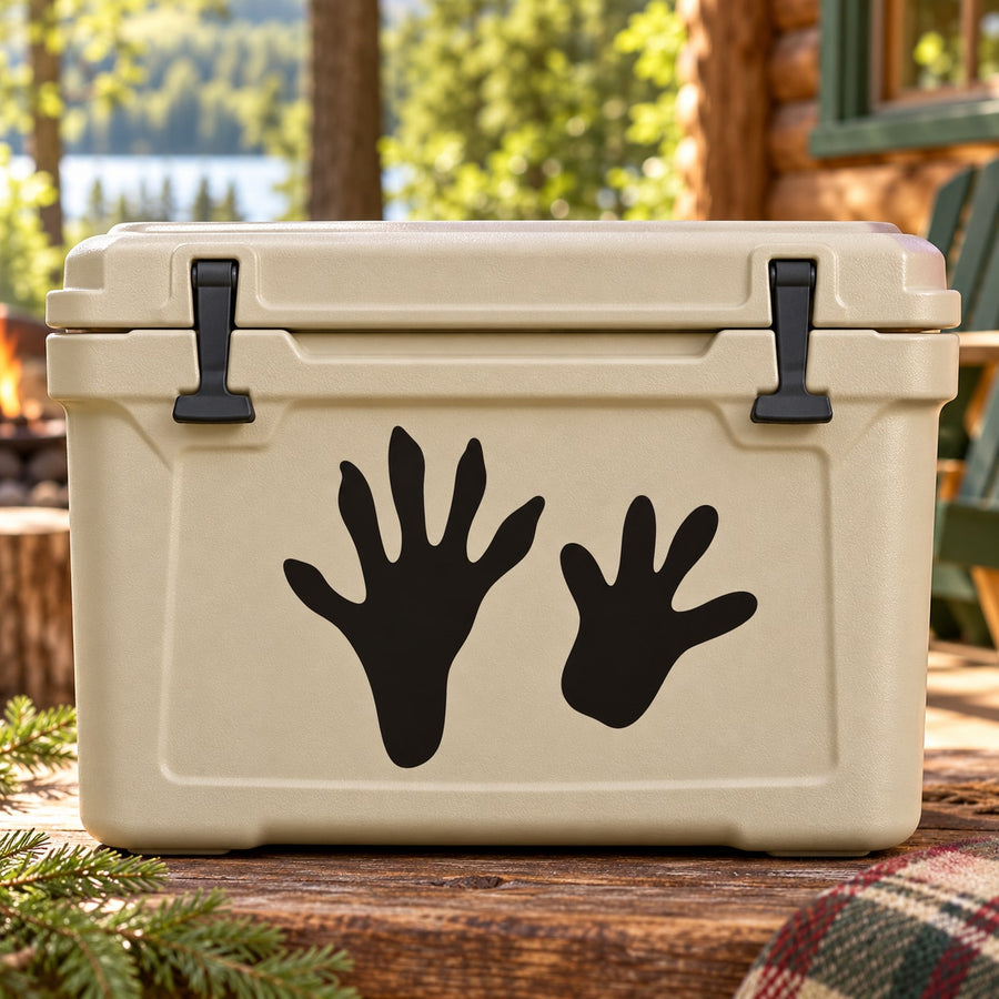 Rat track decal with two black paw-print hand graphics