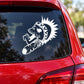 White skull mohawk vinyl car decal with spiky feather shape