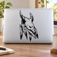 Skull cow horns feathers vinyl wall decal with black detailed animal skull graphic