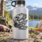 Stainless steel water bottle with Native skull hand-drawn style vinyl decal
