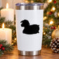 Black resting lamb silhouette decal on white tumbler