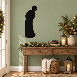 Black silhouette nativity onlooker man wall decal, side profile standing