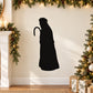 Black shepherd silhouette wall decal with crook, holiday style