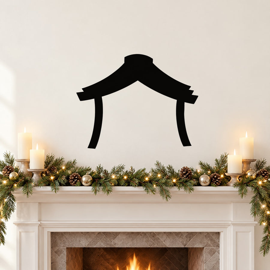 Black stable roof nativity decal with rounded arch corners
