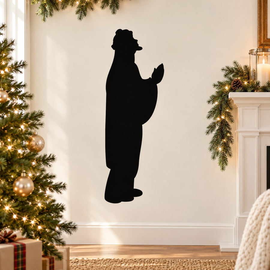 Black praying wiseman nativity decal silhouette