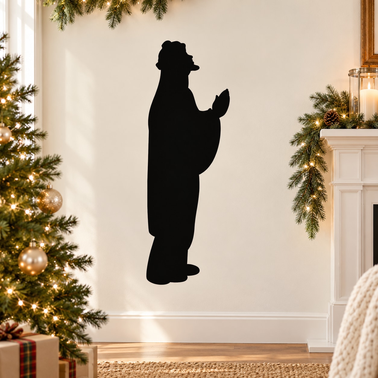 Black praying wiseman nativity decal silhouette