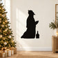 Nativity wiseman praying silhouette bottle decal, black