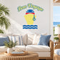 Bon Voyage printed die-cut decal with blue anchor and yellow map silhouette