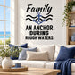 Family wall decal with blue anchor and waves, text: 'An Anchor During Rough Waters'