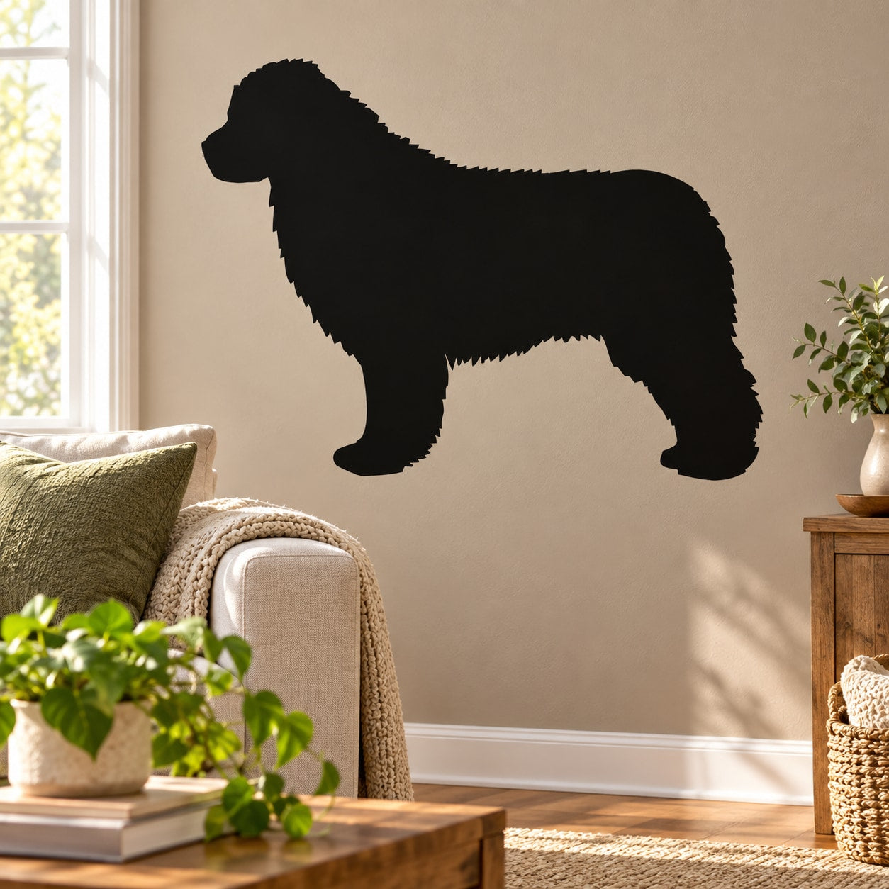 Black Newfoundland dog silhouette wall decal