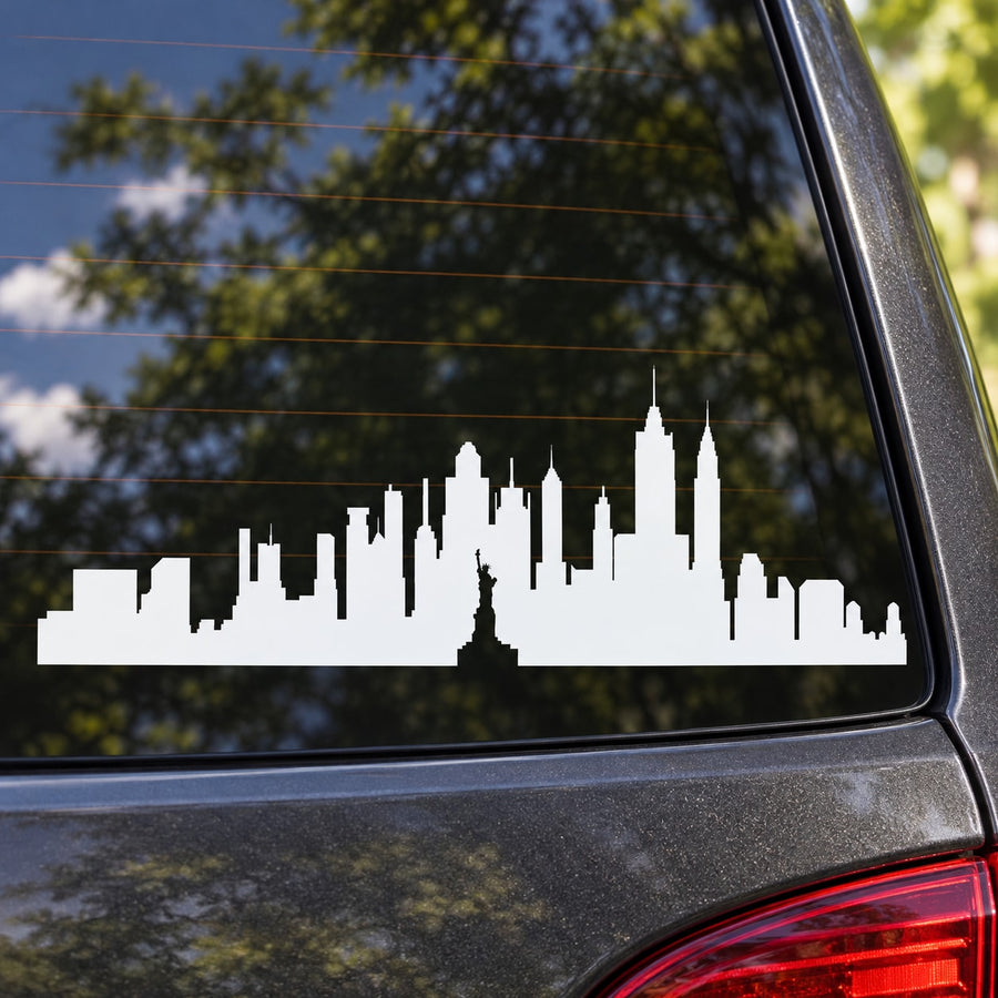 New York Skyline Vinyl Wall Decal - SS043 — illustrative vinyl decal application mockup. Surrounding objects are not included.