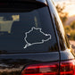 Car window decal sticker with white Nurburgring outline graphic