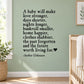 Wall decal quote with heart icon: “A baby will make love stronger”