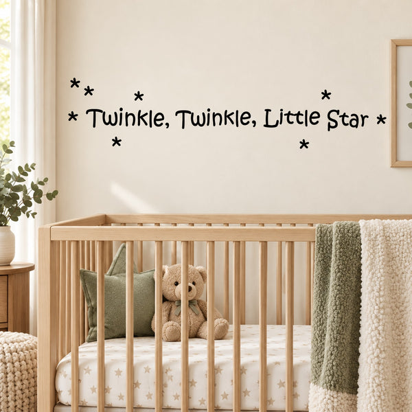 Twinkle, Twinkle, Little Star wall decal with star icons in black lettering