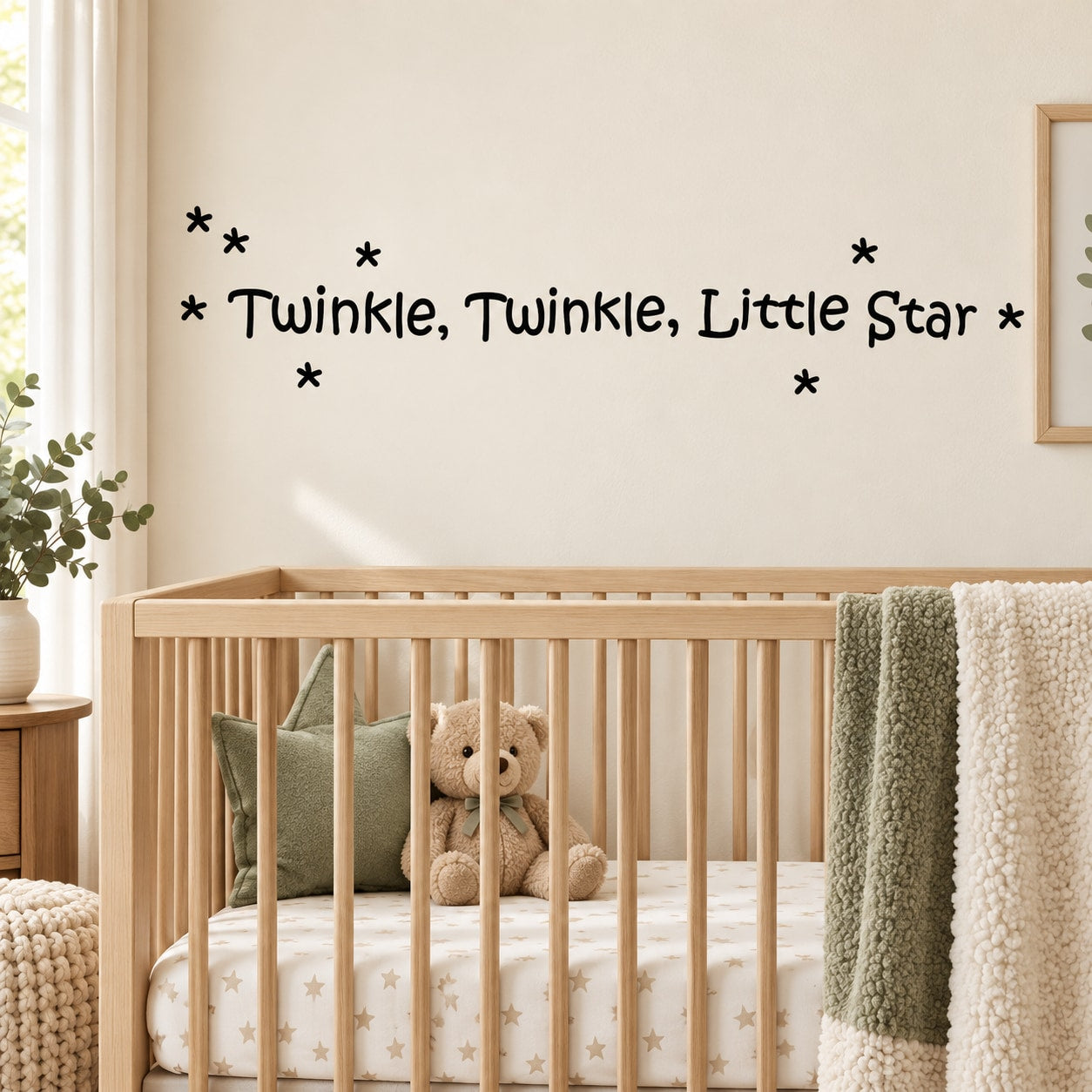 Twinkle, Twinkle, Little Star wall decal with star icons in black lettering