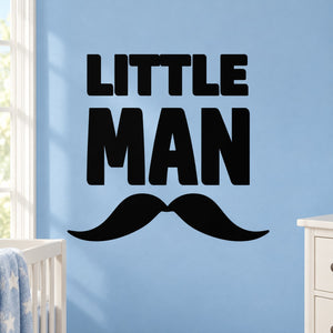 Little Man wall decal with "LITTLE MAN" text and a black mustache