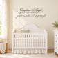 Wall decal with Guardian Angel script and 'guide me while I sleep tonight'