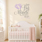 Wall decal with purple footprints and quote "Such a Big Miracle"