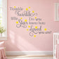 Starry die-cut wall decal with gold sparkles and cursive quote text: Twinkle Twinkle