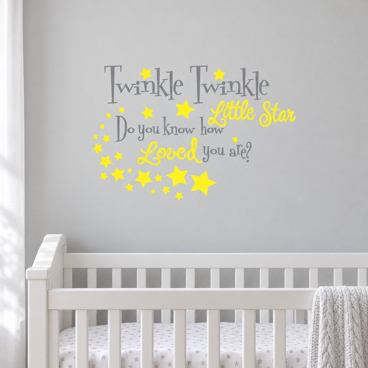Star wall decal with yellow die-cut stars and bedtime rhyme text