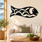 Black stylized fish wall decal with fin and eye detail