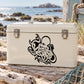Smiling octopus decal, black graphic on light storage case