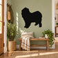 Happy Old English Sheepdog decal, black silhouette of a standing dog
