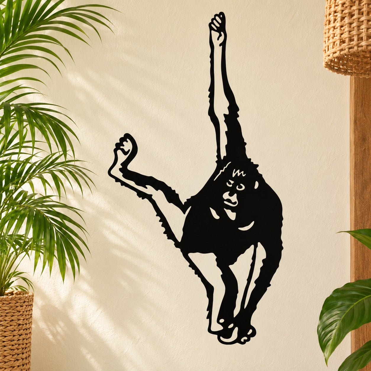 Black orangutan hanging wall decal silhouette