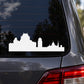 White Ottawa skyline decal with Canada Parliament silhouette on car window