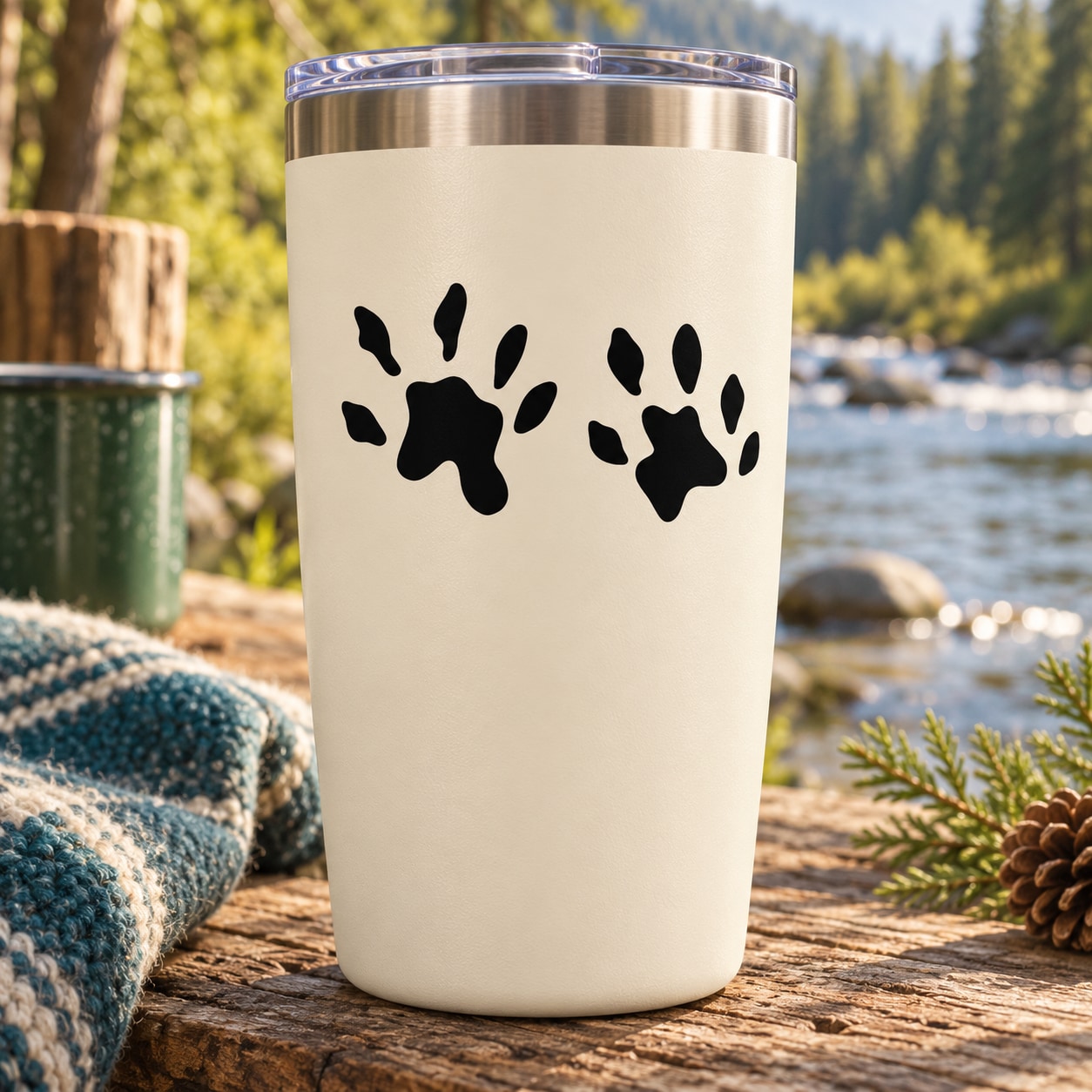 Otter paw print decal with black paw designs on a white surface